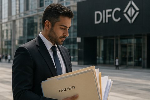 Lawyer with case files for certified legal translation in Dubai — CLANGS Translation UAE