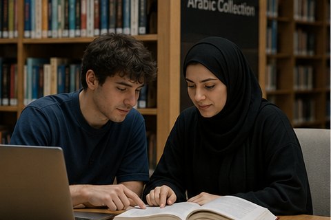 Students preparing academic transcripts for certified translation — CLANGS Translation UAE